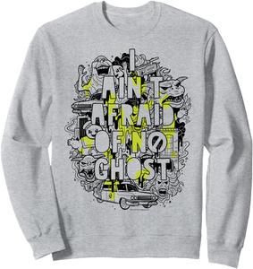 Коллаж «Охотники за привидениями не боятся» - постер с эффектом капель слизи. Толстовка Ghostbusters, серый