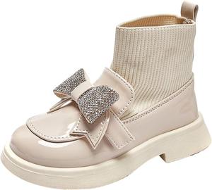 Ботинки IWIHMIV для девочек, зимняя обувь для малышей, носочные ботильоны для девочек, осенние кожаные удобные ботинки для маленьких детей, Q3-Beige