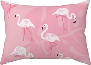 Pevtufa Наволочка с принтом розовых фламинго и цветов Pink Flamingos and Flowers