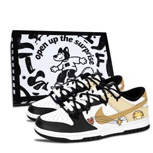 Dunk Black White, Starlight милые кошки устойчивые к истиранию низкие скейтборд кроссовки unisex Nike, желтый