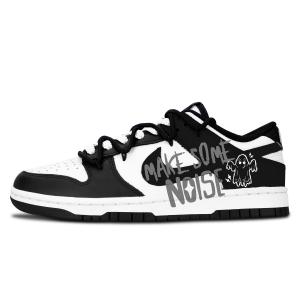 Nike Dunk Black White, Ling Sheng Qu Dong - износостойкие низкие скейтбордистские кроссовки унисекс, черный и серый
