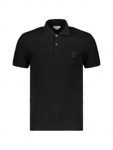 Рубашка-поло из ребристого хлопка Alexander McQueen, черный