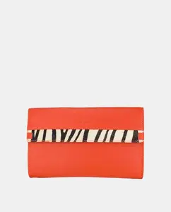 Большой женский кошелек YANCCI, из красной кожи с украшением в виде зебры на конце клапана Yancci