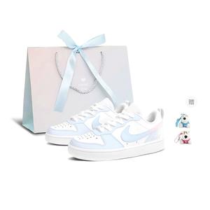 Nike Кроссовки Court Borough для женщин низкие сине-бело-розовые сине-розовые, акция, цвет Blue/Pink, Giveaway