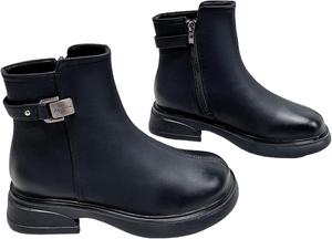 Generic Женские ботильоны с боковой пряжкой, на платформе, черные и коричневые