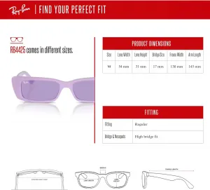 Солнцезащитные очки Ray-Ban Teru RB4425 54 мм прямоугольной формы для мужчин и женщин + КОМПЛЕКТ с аксессуарами, Lilac / Violet