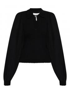 Топ с рукавами-фонариками и вырезом-замочной скважиной MUNTHE, черный