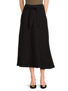 Юбка миди А-силуэта с завязкой на талии DKNY, черный