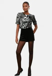 Блузка прямого кроя с пышными рукавами Lipsy, Floral Silver Sequin