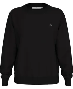 Черный пуловер из переработанного хлопка с вышитым логотипом. Calvin Klein, черный