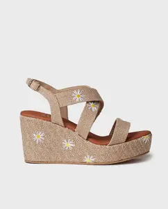 Женские эспадрильи на танкетке из ткани с пряжкой Toni Pons, цвет Natural