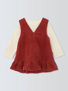 Комплект из вельветового сарафана и блузки с длинными рукавами для малышей John Lewis, Red