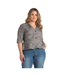 Женский клетчатый жакет с баской больших размеров Standards & Practices, Grey plaid