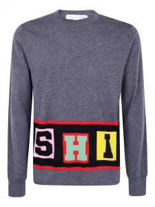 Вязаный свитер с буквенным принтом Comme Des Garçons Shirt, серый