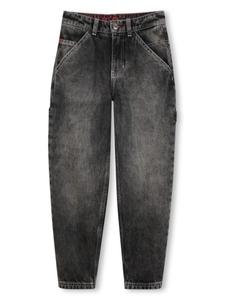 HUGO KIDS зауженные брюки с нашивкой-логотипом, черный