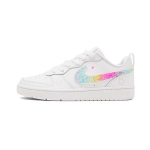 Nike Court Borough Slip Resistant Abrasion Resistant Balance Cushioning Low top детские скейтборд кроссовки White