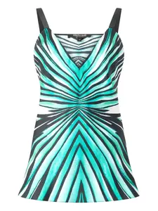 Шелковый топ с принтом Roberto Cavalli, синий