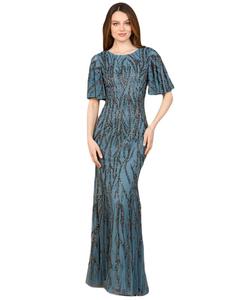 Платье, расшитое бисером, с рукавами-крылышками Lara, Slate