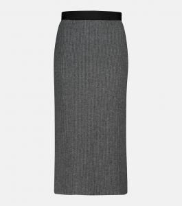 Юбка миди из шерсти и кашемира MONCLER, серый