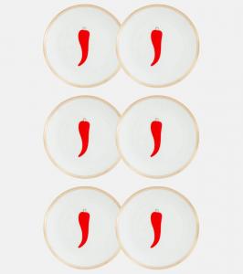 Набор хлебных тарелок Chilli Pepper, 6 штук Bitossi, Multicolor