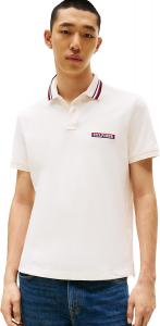 Мужские повседневные рубашки-поло Tommy Hilfiger с коротким рукавом, классического кроя, с эластичными вставками и воротником, Ivory Petal