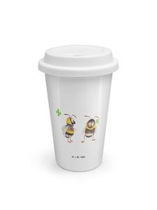 Mr. & Mrs. Panda Белая кофейная кружка с изображением шмеля и клевера (без слогана)