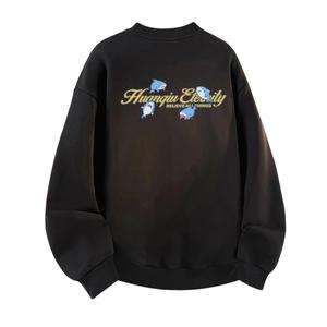 Свитшот с круглым вырезом Unisex HUANQIU, черный (fleece-lined)