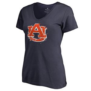 Женская футболка с v-образным вырезом и логотипом navy auburn tigers splatter Unbranded