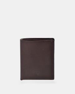 Вертикальный кошелек из матовой кожи коричневого цвета с гравировкой логотипа Emidio Tucci, темно коричневый