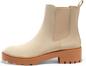 Женские ботинки на платформе Coutgo с низким толстым каблуком, модель Chelsea с эластичной вставкой, замшевые, Beige