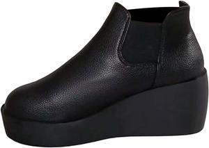 Женские ботинки на щиколотке с круглым носком, массивным низким каблуком, удобные повседневные обувь для ежедневной носки Generic, Black