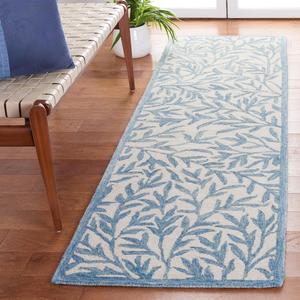Ковер SAFAVIEH, 69 x 275 см, Rug Jardin Collection Runner, Ivory & Blue, Handmade Wool, Floral Design, Ideal for The Living Room, Dining, Bedroom (JAR753L)