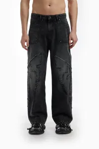 Джинсы унисекс свободного кроя с тканевыми нашивками Favela, Black Washed