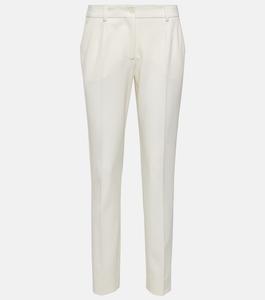 Брюки с низкой посадкой из смесовой шерсти DOLCE&GABBANA, белый