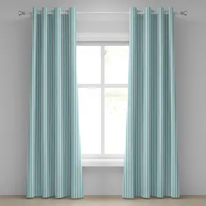Полосатая штора на люверсах ABAKUHAUS с рисунком вертикальных линий в пастельных тонах, абстрактная геометрическая композиция, декоративные двухпанельные шторы, 280 см x 225 см, цвет морской волны и светло-голубой