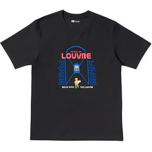 Футболка с логотипом X Louvre, унисекс, черная Uniqlo, черный