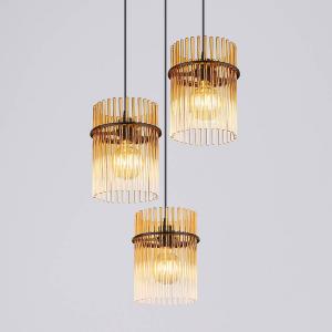 Подвесной светильник Globo Lighting Gorley Typ B, цветное стекло/железо - 3 лампы - оранжевый