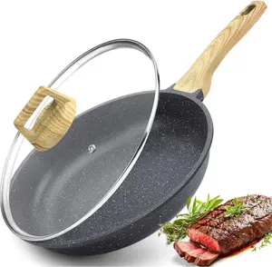 Сковорода с антипригарным покрытием и крышкой, 28 см, гранитное покрытие, подходит для индукционных плит, серая Sonstige