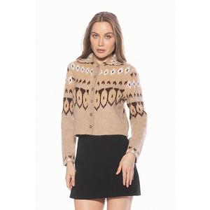 Женский кардиган с воротником и длинными рукавами Alexia Admor, Beige Multi