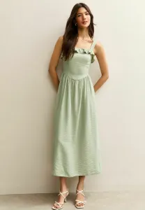 Платье миди с квадратным вырезом и оборками New Look, Olive