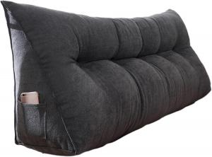 Generic Подушка для изголовья кровати с наполнителем, 3 пряжки, черный Black