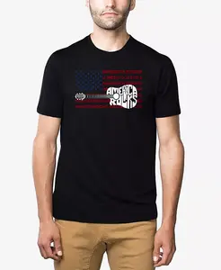 Мужская футболка America Rocks Premium Blend с художественным текстом La Pop Art, черный