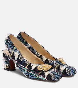 Адамантиновые замшевые лодочки на шпильке с ремешком Valentino Garavani, Multicolor-Navy