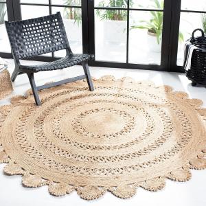 SAFAVIEH Natural Fiber Round Collection круглый ковер 183 x 183 см Natural NF170A ручной работы в стиле бохо-шарм фермерский джутовый