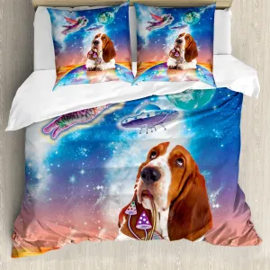 Пододеяльник ABAKUHAUS для кошачьей комнаты, космические животные НЛО, антиклещевой, подходит для аллергиков с наволочками, 200 см x 200 см - 80 x 80 см, разноцветный