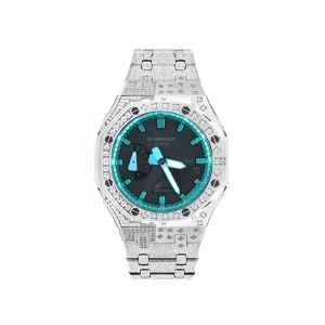 Часы Casio G-Shock Analog-Digital 2100 Series, арт. GA-2100-1A1, серебристый иней/бирюза