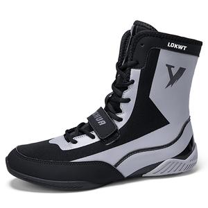 LOKWT Амортизирующие нескользящие износостойкие высокие тренировочные кроссовки мужские - черный серый, цвет Black Gray