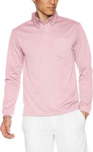 Мужская рубашка-поло с длинным рукавом Glimmer 00314-ABL, с карманом, материал DRY, застежка на пуговицы спереди, плотность ткани 4,4 унции, светло-розовый