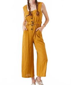 Квадратный вырез комбинезон на пуговицах в горчичном цвете JADE BY JANE, Mustard