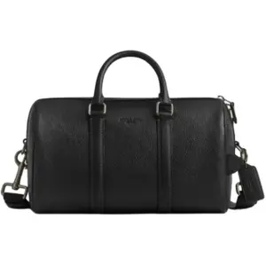 COACH Вентилятор Кожаная большая дорожная сумка Мужская черная, Black